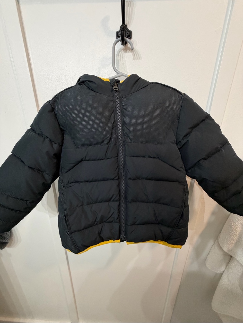 GAP Batman Black Puffer Jacket with Yellow Accents